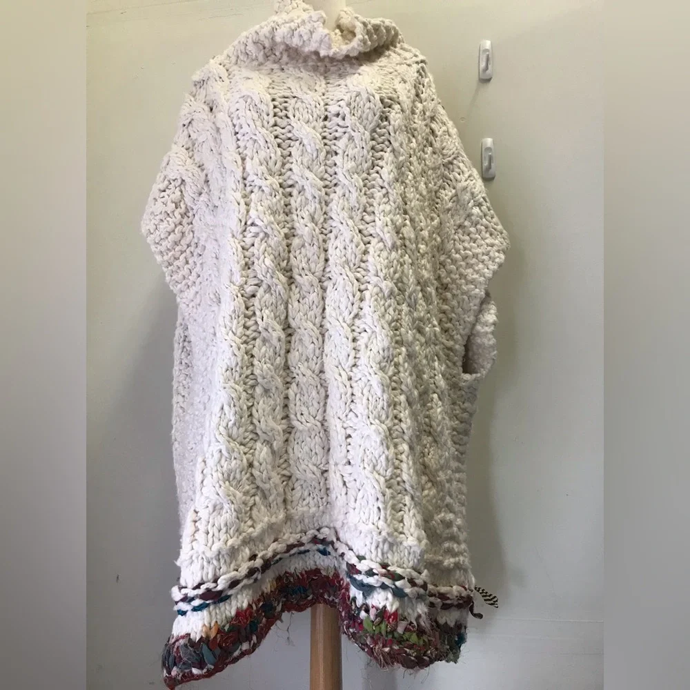 NWOT Free People Sari Not Sari Oversized Poncho Sweater